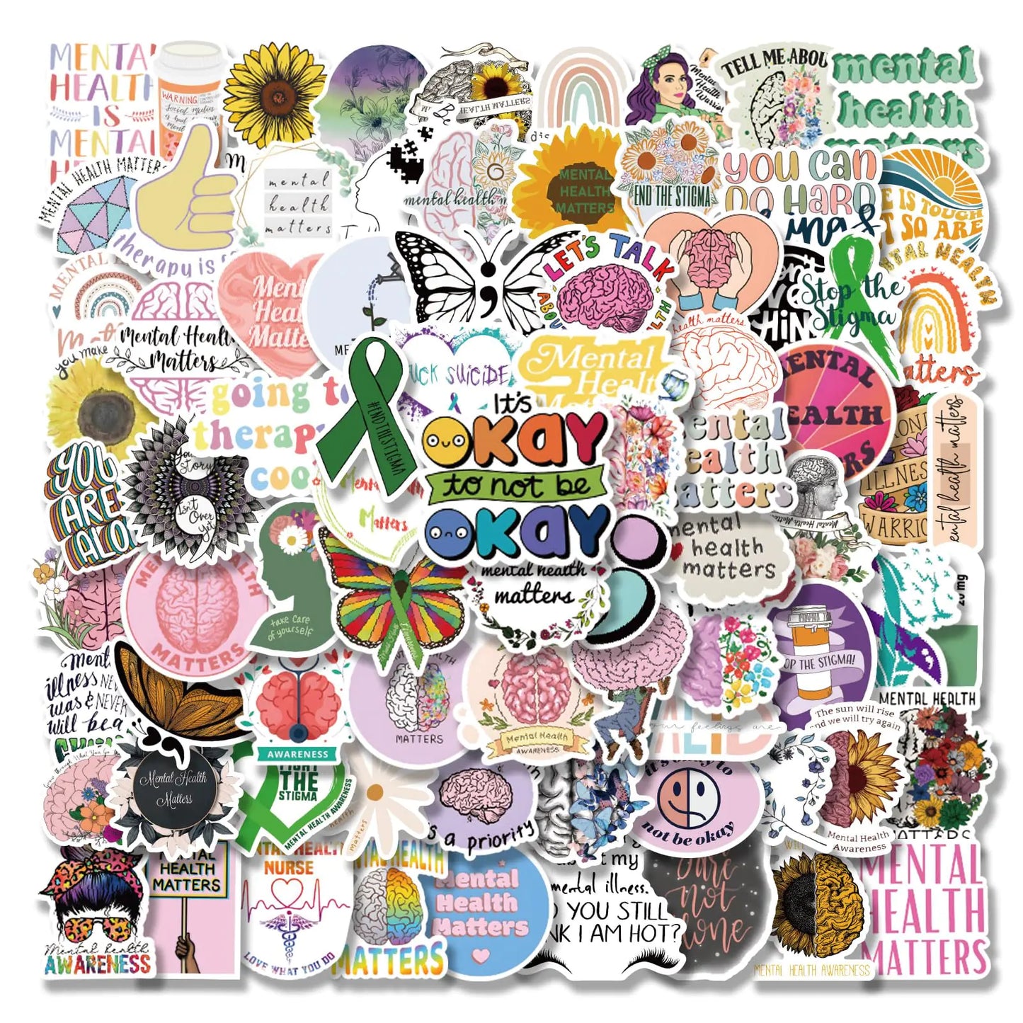 Mental Health Stickers - 100Pcs