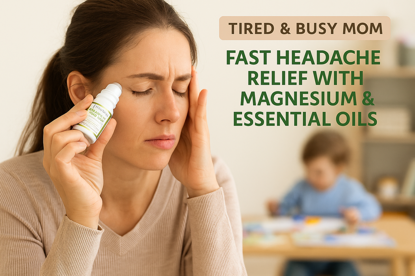 Magnesium Menthol Migraine Roll-On Stick – Fast Natural Headache & Sinus Relief with Peppermint, Eucalyptus & Aromatherapy Oils – Cooling Essential Oil Blend for Stress, Tension & Gifting