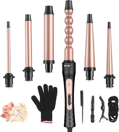 6 in 1 Curling Iron Professional Curling Wand Set