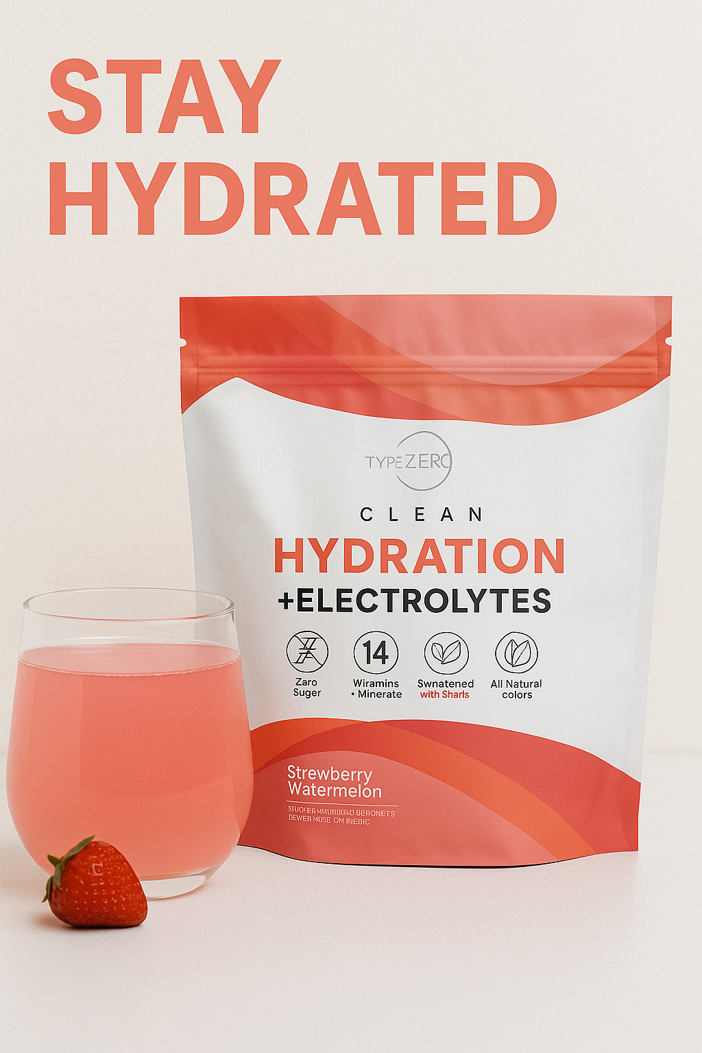 Clean Hydration Electrolyte Mix – Strawberry Watermelon | Zero Sugar, All Natural