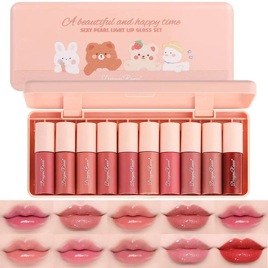 Alisesun 10 Colors Lip Tint Stain Set Korean Plumping Lip Gloss